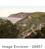 #26857 Stock Photography Of An Overhead View Of The Village Of Lynmouth As Seen From Lynton On The Coast In Devon England Uk