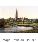 #26897 Stock Photography Of The Salisbury Cathedral On The River Nadder In Salisbury Wiltshire England Uk