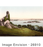 #26910 Stock Photography Of Ivy Covered Ruins Of The Mount Edgcumbe Folly With A View Of Drakes Island As Seen From Mount Edgcumbe Plymouth Devon England Uk