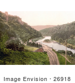 #26918 Stock Photography Of Train Tracks Through Symonds Yat On The River Wye In The Forest Of Dean England