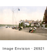 #26921 Stock Photography Of People Sitting On Benches Near The Marine Hotel In Cowes Isle Of Wight England Uk