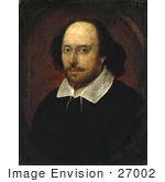 #27002 Stock Photo Of Painted Color Portrait Of William Shakespeare The Playwright And Poet In The Chandos Portrait