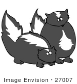 #27007 Clipart Image Of Two Cute And Stinky Skunks Looking For Someone To Spray