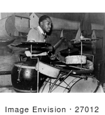 #27012 Stock Photography Of A Young African American Man Playing The Drums And Entertaining In A Juke Joint In Memphis Tennessee In 1939
