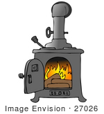 #27026 Wood Burning Inside A Stove Clipart Picture