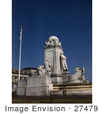 #27479 Stock Photo Of The Lions Native Eagles And Globe At The Marble Christopher Columbus Memorial In Washington Dc