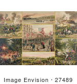#27489 Illustration Of A Collage Of Scenes Of The Spanish-American War