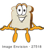 #27518 Clip Art Graphic Of A White Bread Slice Mascot Character Sitting On A Ledge