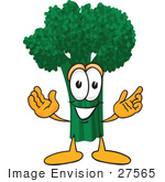 #27565 Clip Art Graphic Of A Broccoli Mascot Character Greeting With Open Arms