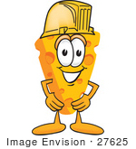 #27625 Clip Art Graphic Of A Swiss Cheese Wedge Mascot Character Wearing A Yellow Hardhat