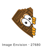 #27680 Clip Art Graphic Of A Chocolate Candy Bar Mascot Character Peeking Around A Corner