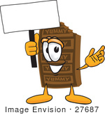 #27687 Clip Art Graphic Of A Chocolate Candy Bar Mascot Character Holding A Blank Sign