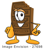 #27698 Clip Art Graphic Of A Chocolate Candy Bar Mascot Character Pointing At The Viewer