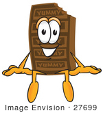 #27699 Clip Art Graphic Of A Chocolate Candy Bar Mascot Character Sitting