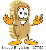 #27755 Clip Art Graphic Of A Scrub Brush Mascot Character With Welcoming Open Arms