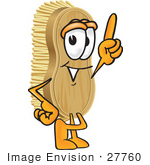 #27760 Clip Art Graphic Of A Scrub Brush Mascot Character Pointing Upwards
