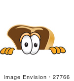#27766 Clip Art Graphic Of A Beef Steak Meat Mascot Character Peeking Over A Surface