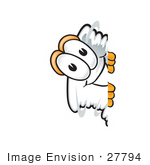 #27794 Clip Art Graphic Of A Tornado Mascot Character Peeking Around A Corner