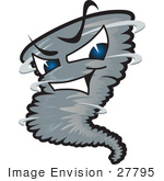 #27795 Clip Art Graphic of a Tornado Mascot Character With Evil Blue Eyes by toons4biz