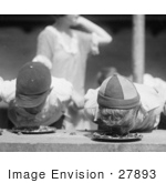 #27893 Historical Stock Photo Of Two Boys Bending Over And Shoving Their Faces Into Pies While Competing During A Pie Eating Contest In 1923