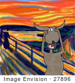 #27896 Animal Clipart Picture Of A Humorous Parody Of The Scream By Edvard Munch Showing A Stressed Out Dog Holding His Paws To His Cheeks While Screaming