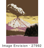 #27992 Volcanic Explosion Near Manzanita Lake In Lassen Volcanic National Park California Stock Illustration