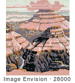 #28000 Pink Light Casting On The Grand Canyon National Park Arizona Stock Illustration