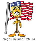 #28004 Clip Art Graphic Of A Straw Broom Cartoon Character Pledging Allegiance To An American Flag