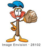 #28102 Clip Art Graphic Of A Plumbing Toilet Or Sink Plunger Cartoon Character Catching A Baseball With A Glove
