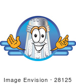 #28125 Clip Art Graphic Of A Salt Shaker Cartoon Character On A Blue Logo