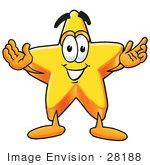 #28188 Clip Art Graphic Of A Yellow Star Cartoon Character With Welcoming Open Arms