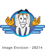 #28214 Clip Art Graphic Of A Human Molar Tooth Character On A Blue Logo