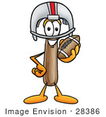#28386 Clip Art Graphic Of A Hammer Tool Cartoon Character In A Helmet Holding A Football