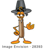 #28393 Clip Art Graphic Of A Hammer Tool Cartoon Character Wearing A Pilgrim Hat On Thanksgiving