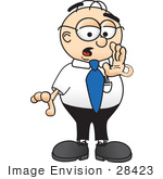 #28423 Clip Art Graphic Of A Geeky Caucasian Businessman Cartoon Character Whispering And Gossiping