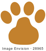 #28965 Cartoon Clip Art Graphic of a Brown Dog Paw Print by Andy Nortnik