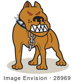 #28969 Cartoon Clip Art Graphic of a Mean Pitbull With Red Eyes in the Red Zone, Growling by Andy Nortnik