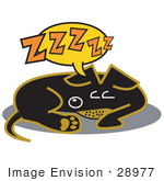 #28977 Cartoon Clip Art Graphic Of A Exhausted Teckel Dog Sleeping