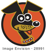 #28991 Cartoon Clip Art Graphic Of A Cute And Alert Daschund Dog Wearing A Collar