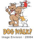 #28994 Cartoon Clip Art Graphic Of A Dogs Walking With Text