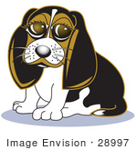 #28997 Cartoon Clip Art Graphic Of A Cute Beagle Dog With Puppy Eyes