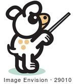 #29010 Royalty-Free Cartoon Clip Art Of A Dog Standing On His Hind Legs And Using A Pointer Stick To Point Something Out Or Using A Wand To Conduct An Orchestra