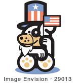 #29013 Royalty-Free Cartoon Clip Art Of A Cute Dog Disguised As Uncle Sam Waving A Flag On Independence Day