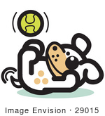 #29015 Royalty-Free Cartoon Clip Art Of A Playful Dog Playing With A Tennis Ball