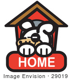 #29019 Royalty-Free Cartoon Clip Art Of A Tired Dog Napping In His Dog House On A Home Internet Web Icon