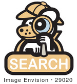 #29020 Royalty-Free Cartoon Clip Art Of A Detective Dog Looking Through A Magnifying Glass On A Search Internet Web Icon
