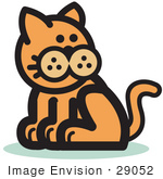 #29052 Royalty-Free Cartoon Clip Art Of A Ginger Cat Sitting And Looking Back