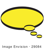 #29084 Royalty-Free Cartoon Clip Art Of A Circle Shaped Thought Balloon With A Yellow Background And Bold Black Outline