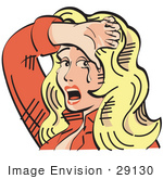 #29130 Royalty-Free Cartoon Clip Art Of An Upset Blond Cowgirl Holding Her Arm Over Her Forehead And Crying Tears Of Sadness