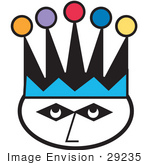 #29235 Royalty-Free Cartoon Clip Art Of A Joker’S Face Wearing A Colorful Jester Hat